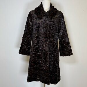 Cabi Minka Animal Print 3/4 Sleeve Faux Fur Coat Women’s Size Medium
